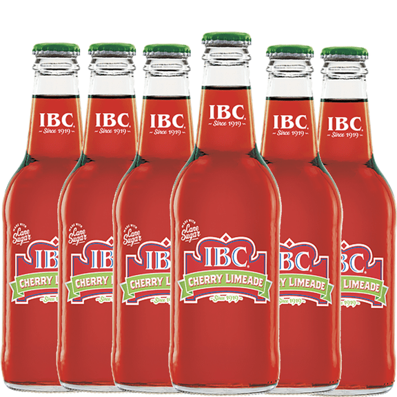 IBC Cherry Limeade Soda, Sweet Cherry & Zesty Lime Flavor, Caffeine-Free Soft Drink, Refreshing Craft Soda 6 Pack 12oz Bottles