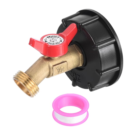 IBC Tote Fitting 275-330 Gallon IBC Tote Tank Adapter 2" Coarse Thread 1/2" x 3/4" GHT Brass Hose Valve Faucet