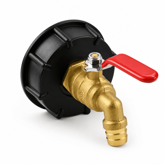 IBC Tote Fittings Fine Thread, 275-330 Gallon IBC Tote Tank Adapter 2" Threads Brass Hose Faucet Valve Tool with Ball Valve Fits for Garden Hose Connector