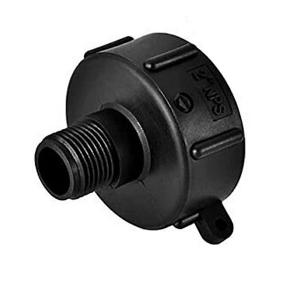 IBC Tote Tank Drain Adapter 2" Fine Thread to 2" NPT Garden Hose Connection - Corrosion-Resistant HDPE Material for 275-330 Gallon Containers - Black Leak-Proof Fitting with Sealing Ring