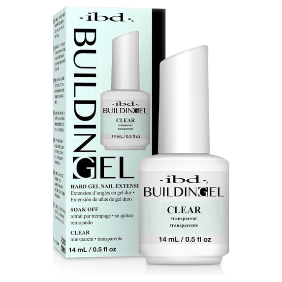 IBD Hard Buiding Gel for Nail Extensions with Soak-Off Removal Formula, Gel Builder, Clear, 0.5 oz