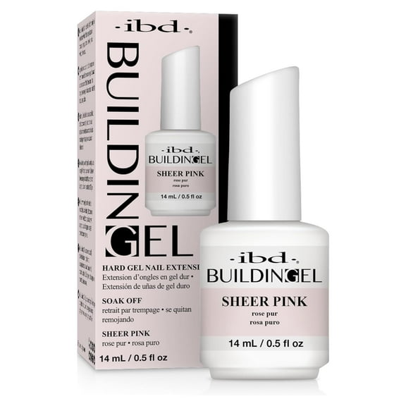 IBD Hard Building Gel for Nail Extensions with Soak-Off Removal Formula, Gel Builder Sheer Pink, 0.5 oz