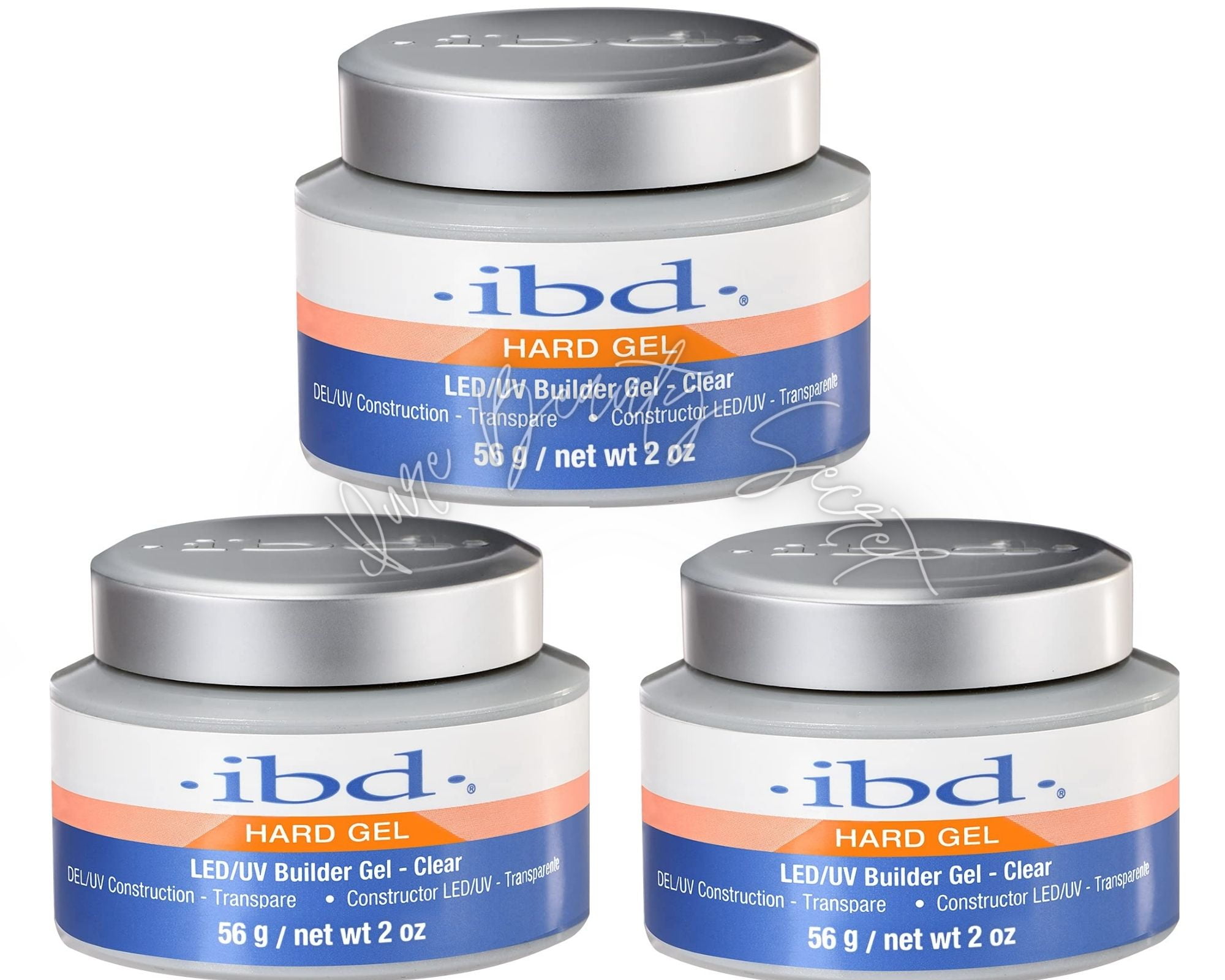 IBD Hard Gel LED/UV Builder Gel - Clear - 2 oz (61178) x 3