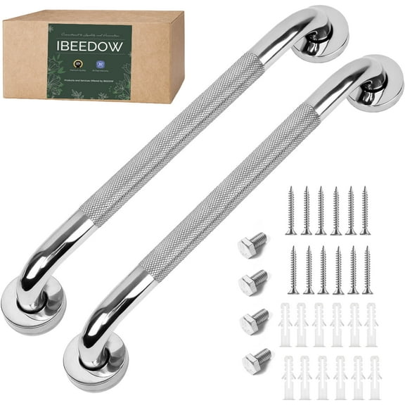 IBEEDOW 2 Pack 16 Inch Grab Bars for Bathtubs and Showers, Handicap Grab Bars, Shower Handle, Anti Slip Shower Handles for Elderly, Safety Shower Grab Bar, Stainless Steel