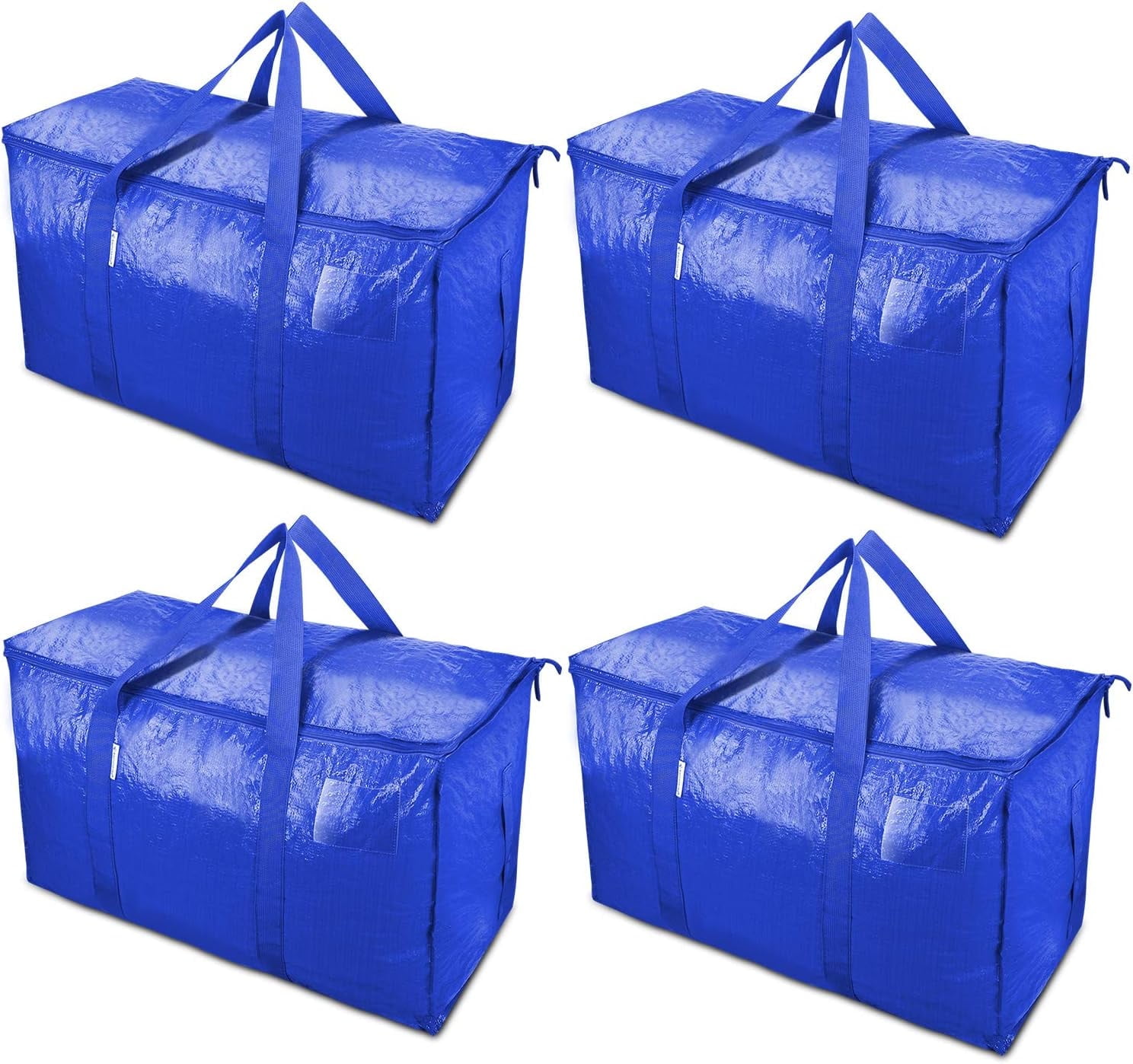 IBEEDOW 4 Pack Heavy Duty Moving Bags, Extra Large Storage Bags with Handles & Zippers, Storage Totes Moving Boxes for Space Saving, Fold Flat