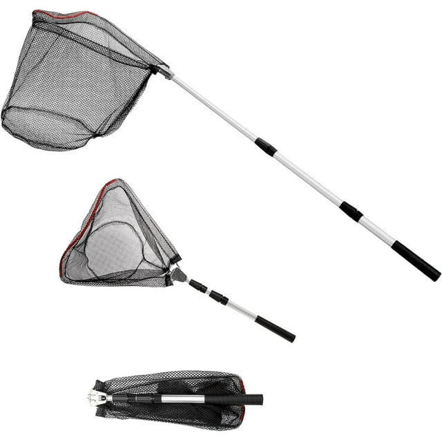 IBEEDOW Fishing Net Long Handle, Fish Landing Net with Telescopic Pole Handle, Collapsible