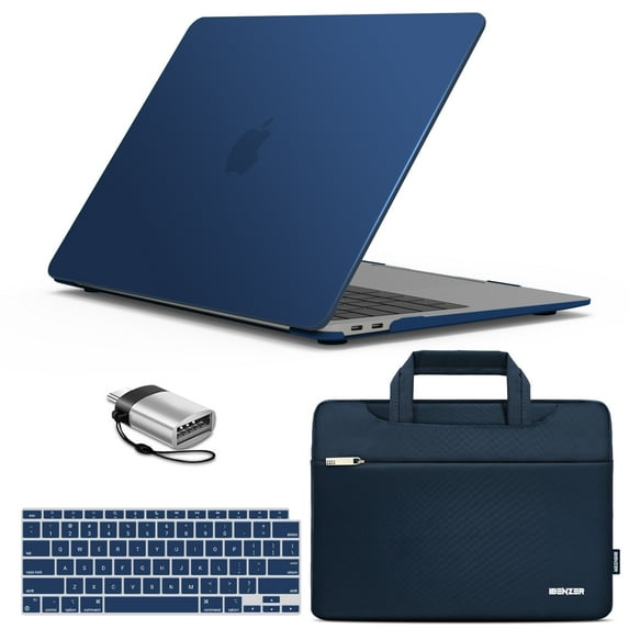 IBENZER 2022 2021 MacBook Air 13 inch Case M1 A2337 A2179 A1932, Hard Shell Case & Sleeve Bag & Keyboard Cover & Type C for Apple Mac Air 13 with Touch ID (2018-2022), Navy Blue, W-AT13-NVBL+3