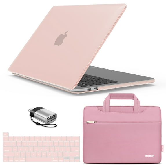 IBENZER 2025 2024 M2 MacBook Pro 13 Inch Case A2338 A2289 A2251 A2159 A1989 A1706 A1708 (2025-2016), Hard Shell Case & Sleeve Bag & Keyboard Cover & Type-C for Mac Pro 13, Sakura Pink,T13-SKPK+3