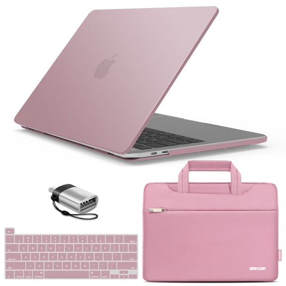 IBENZER 2025 2024 M2 MacBook Pro 13 Inch Case A2338 A2289 A2251 A2159 A1989 A1706 A1708 (2025-2016), Hard Shell Case & Sleeve Bag & Keyboard Cover & Type-C for Mac Pro 13, Rose Gold,T13-MPK+3