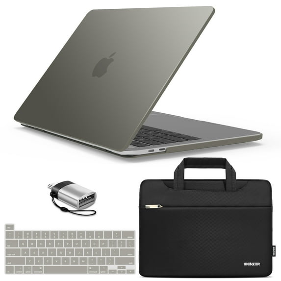 IBENZER 2025 2024 M2 MacBook Pro 13 Inch Case A2338 A2289 A2251 A2159 A1989 A1706 A1708 (2025-2016), Hard Shell Case & Sleeve Bag & Keyboard Cover & Type-C for Mac Pro 13,Gray,T13-GY+3