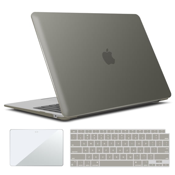 IBENZER Compatible with 2022 2021 2020 MacBook Air 13 Inch Case M1 A2337 A2179 A1932, Hard Shell Case & Keyboard Cover & Screen Film for Mac Air 13 with Touch ID (2018-2022), Gray, W-AT13-GY+2