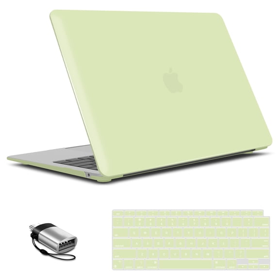IBENZER Compatible with 2022 2021 2020 MacBook Air 13 inch Case M1 A2337 A2179 A1932, Hard Shell Case & Keyboard Cover & Type-C Adapter for Mac Air 13 (2018-2022), Wasabi, AT13-WSB+1TC
