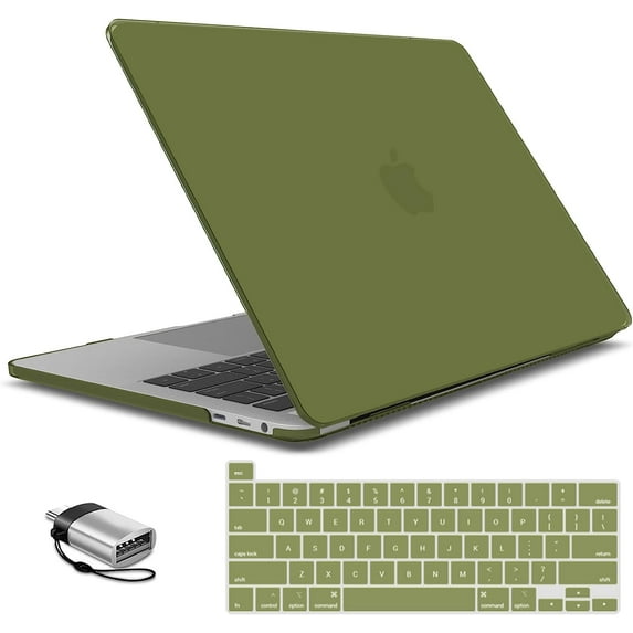 IBENZER Compatible with 2023 2022 MacBook Pro 13 Inch Case 2022-2016 M2/M1 A2338 A2289 A2251 A2159 A1989 A1706 A1708,HardShell Case&Keyboard Cover&Type C for Mac Pro 13, Macha Green, W-T13-MOGN+1TC