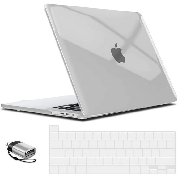 IBENZER Compatible with 2024 2023 MacBook Pro 13 Inch Case 2022-2016 M2/M1 A2338 A2289 A2251 A2159 A1989 A1706 A1708, HardShell Case&Keyboard Cover&Type C for Mac Pro 13, Crystal Clear, W-T13-CYCL+1TC