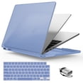 thumbnail image 1 of IBENZER Compatible with 2025 2024 2023 2022 MacBook Air 13 inch Case M4 A3240 M3 A3113 M2 A2681, Hard Shell Case & Keyboard Cover & Type-C Adapter for Mac Air 13.6", Serenity Blue, KK-SRL+1TC, 1 of 6
