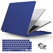 IBENZER Compatible with 2025 2024 2023 2022 MacBook Air 13 inch Case M4 A3240 M3 A3113 M2 A2681, Hard Shell Case & Keyboard Cover & Type-C Adapter for Mac Air 13.6, Turkish Blue, KK-TUBL+1TC