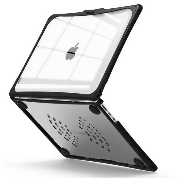 IBENZER Hexpact Case for 2025 2024 2023 2022 MacBook Air 13 Inch Case M4 A3240 M3 A3113 M2 A2681, Heavy Duty Case with Screen Lock for Mac Air 13.6 Touch ID, Black, HPE-AT13-KK-BK