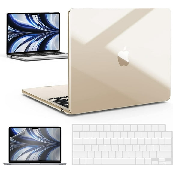 IBENZER Compatible with 2025 2024 2023 2022 MacBook Air 13 inch Case M4 A3240 M3 A3113 M2 A2681, Hard Shell Case with Keyboard Cover & Screen Film for Mac Air 13.6", Crystal Clear, W-MAT13-KK-CYCL 2A