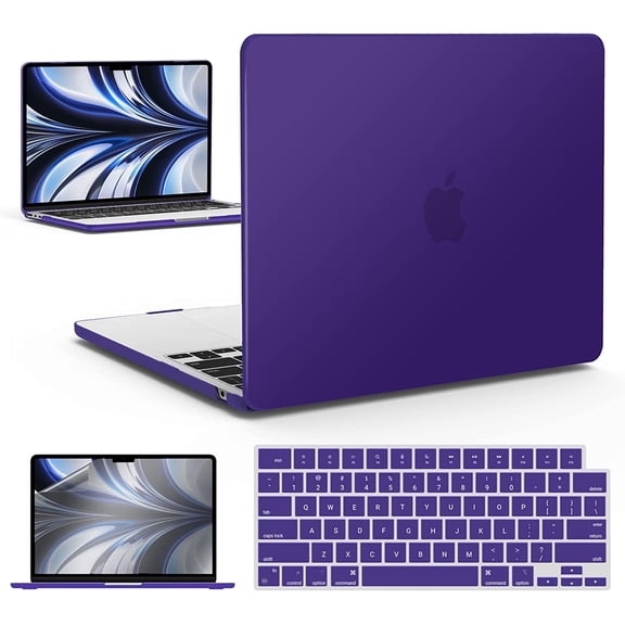 IBENZER Compatible with 2025 2024 2023 2022 MacBook Air 13 inch Case M4 A3240 M3 A3113 M2 A2681, Hard Shell Case with Keyboard Cover & Screen Film for Mac Air 13.6", Ultra Purple, W-MAT13-KK-UAPU+2