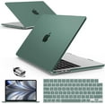 thumbnail image 1 of IBENZER Compatible with 2025 2024 2023 2022 MacBook Air 13 inch case M4 A3240 M3 A3113 M2 A2681, Hard Shell Case & Keyboard Cover & Screen Film & Type-C Adapter for Mac Air 13.6, Midnight Green, 1 of 10