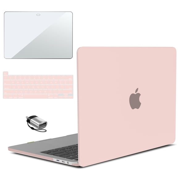 IBENZER Compatible with 2025 2024 M2 M1 MacBook Pro 13 Inch Case 2025-2016 A2338 A2289 A2251 A2159 A1989, HardShell Case+Keyboard Cover+Type-C+Screen Film for Mac Pro 13, Sakura Pink, SKPK