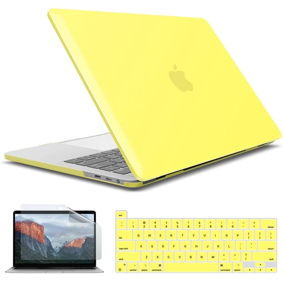 IBENZER Compatible with 2025 2024 MacBook Pro 13 Inch Case M2 M1 A2338 A2289 A2251 A2159 A1989 A1706 A1708 (2025-2021), HardShell Case & Keyboard Cover & Screen Film, Yellow, YW