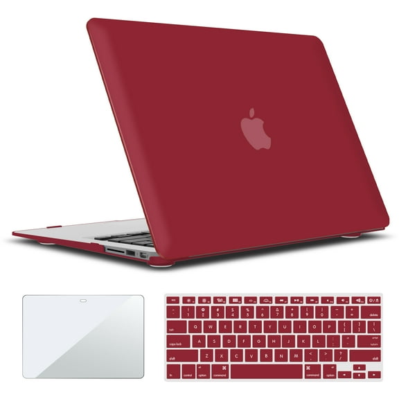 IBENZER Compatible with MacBook Air 11 Inch Case A1370 A1465, Hard Shell Case with Keyboard Cover & Screen Protector for Mac Air 11, Wine Red, W-A11-WR+1