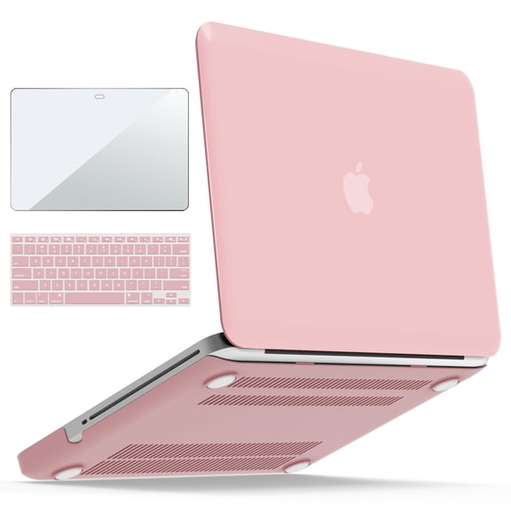 IBENZER Compatible with MacBook Pro 13 Inch Case 2012-2008 A1278, Plastic Hard Shell Case with Keyboard Cover & Screen Protector for Old Version Mac Pro 13 with CD-ROM, Rose Quartz, W-P13RQ+2