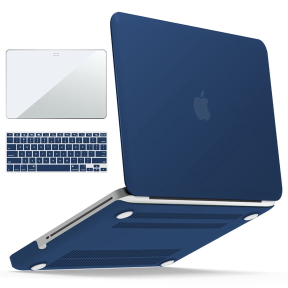 IBENZER Compatible with MacBook Pro 13 Inch Case 2012-2008 A1278, Plastic Hard Shell Case with Keyboard Cover & Screen Protector for Old Version Mac Pro 13 with CD-ROM, Navy Blue, W-P13BNVBL+2