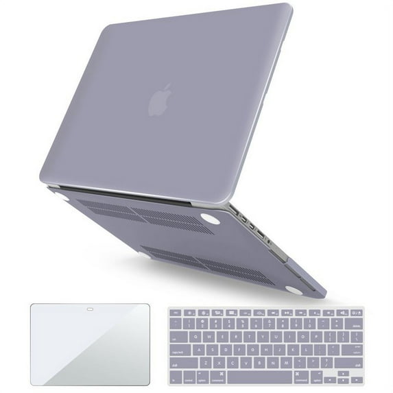 IBENZER Compatible with MacBook Pro 15 Inch Case 2015-2012 A1398, Hard Shell Case with Keyboard Cover & Screen Protector for Old Version Mac Pro Retina 15, Lavender Gray, W-R15-LVGY+1