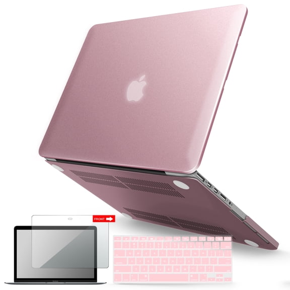 IBENZER Compatible with MacBook Pro 15 Inch Case 2015-2012 A1398, Hard Shell Case with Keyboard Cover & Screen Protector for Old Version Mac Pro Retina 15, Rose Gold, W-R15-MPK+1
