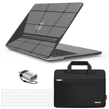 IBENZER Compatible with MacBook Pro 15 Inch Case 2019 2018 2017 2016 A1990 A1707, Hard Shell Case with Bag & Keyboard Cover & Type C Adapter for Mac Pro 15, Crystal Black, W-T15-CYBK+3