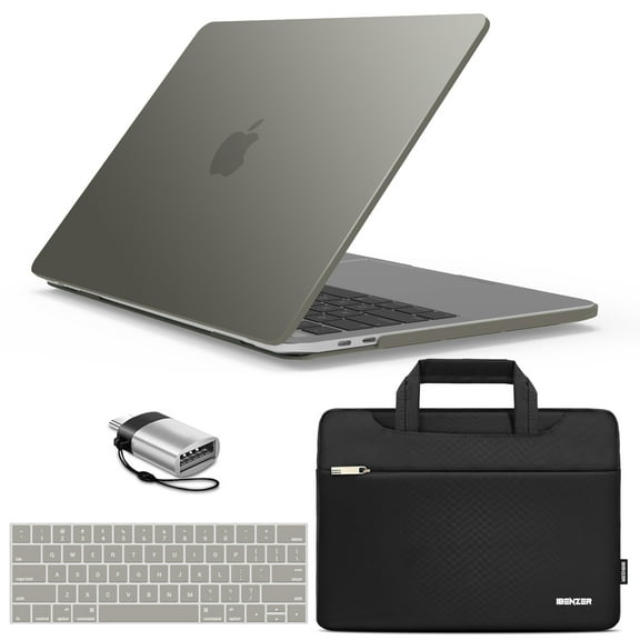 IBENZER Compatible with MacBook Pro 15 Inch Case 2019 2018 2017 2016 A1990 A1707, Hard Shell Case with Bag & Keyboard Cover & Type C Adapter for Mac Pro 15, Gray, W-T15-GY+3