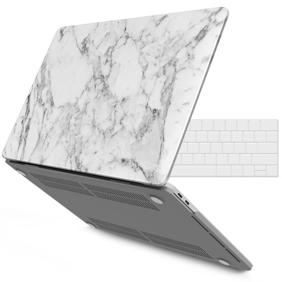 IBENZER Compatible with Macbook Pro 15 Inch Case 2019 2018 2017 2016 A1990 A1707, Plastic Hard Shell Case with Keyboard Cover for Mac Pro 15 Touch Bar, White Marble, W-T15WHMB+1
