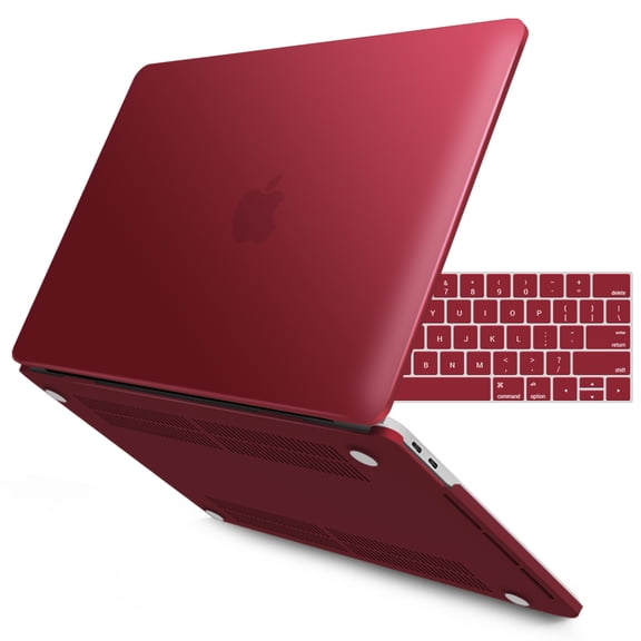 IBENZER Compatible with Macbook Pro 15 Inch Case 2019 2018 2017 2016 A1990 A1707, Plastic Hard Shell Case with Keyboard Cover for Mac Pro 15 Touch Bar, Wine Red, W-T15WR+1B