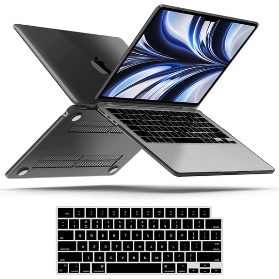 IBENZER Compatible with New 2024 2023 M2 MacBook Air 15 inch case A2941, Hard Shell Case with Keyboard Cover for Mac Air 15.3" M2 Chip with Retina Display & Touch ID , Crystal Black, W-AT15-CYBK+1