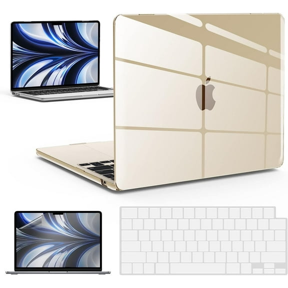 IBENZER Compatible with New 2025 2024 2023 MacBook Air 15 inch case M4 A3241 M3 A3113 M2 A2941, Hard Shell Case & Keyboard Cover & Screen Protector for Mac Air 15.3", Crystal Clear, W-AT15-CYCL+2