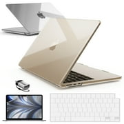 IBENZER Compatible with 2025 2024 2023 MacBook Air 15 inch case M4 A3241 M3 A3113 M2 A2941, Hard Shell Case & Keyboard Cover & Screen Protector & Type-C Adapter for Mac Air 15.3, Crystal Clear, CYCL