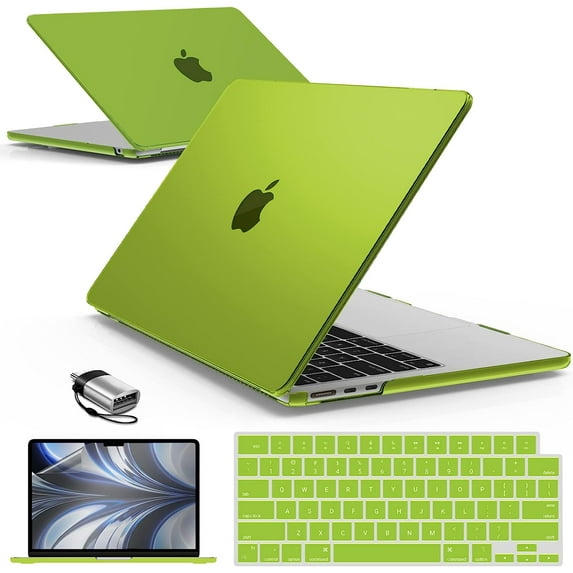 IBENZER Compatible with 2025 2024 2023 MacBook Air 15 inch case M4 A3241 M3 A3113 M2 A2941, Hard Shell Case & Keyboard Cover & Screen Protector & Type-C Adapter for Mac Air 15.3", Avocado Green, AVGN