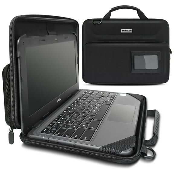 IBENZER EVA Stay-In Protective Case for 11-12 inch MacBook Air/Asus/Acer/Samsung/HP/Lenovo Chromebook Laptop, Laptop Bag with Pocket & Shoulder Strap & Carrying Handle, Black, W-LS-EVA11P-BK