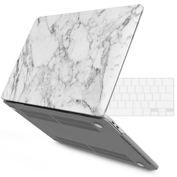 IBENZER Hard Shell MacBook Pro 16 Inch Case A2141 Release 2020 2019, Hard Shell Case with Keyboard Cover for Old Version Mac Pro 16 inch, White Marble, T16-WHMB+1