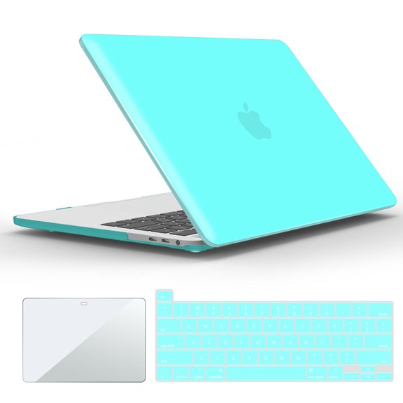 IBENZER New 2022 2021 2020 MacBook Pro 13 Inch Case M1 A2338 A2289 A2251 A2159 A1989 A1706 A1708 Hard Shell Case&Keyboard Cover&Screen Film for Apple Mac Pro 13 Touch Bar, Turquoise, W-T13-TBL+2