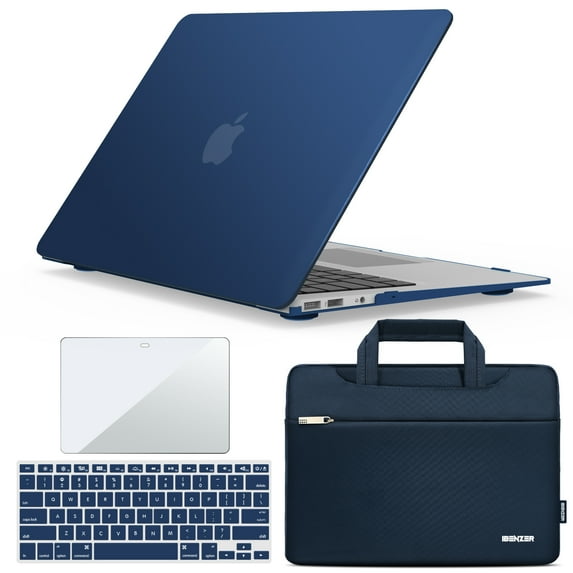 IBENZER Old Version (2010-2017 Release) MacBook Air 13 Inch Case A1466 A1369, Hard Shell Case & Sleeve Bag & Keyboard Cover & Screen Protector for Apple Mac Air 13, Navy Blue, W-AT13-NVBL+3