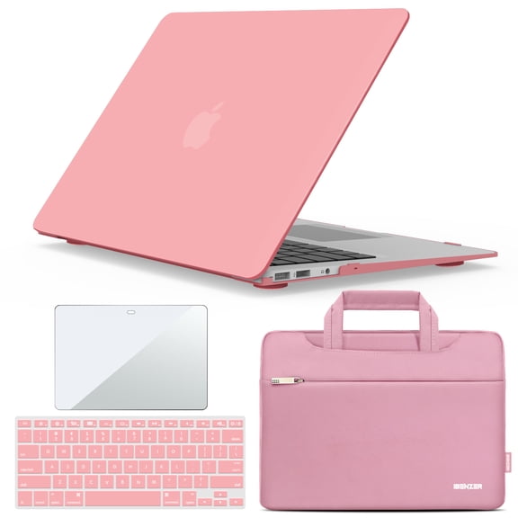 IBENZER Old Version (2010-2017 Release) MacBook Air 13 Inch Case A1466 A1369, Hard Shell Case & Sleeve Bag & Keyboard Cover & Screen Protector for Apple Mac Air 13, Pink, W-AT13-PK+3