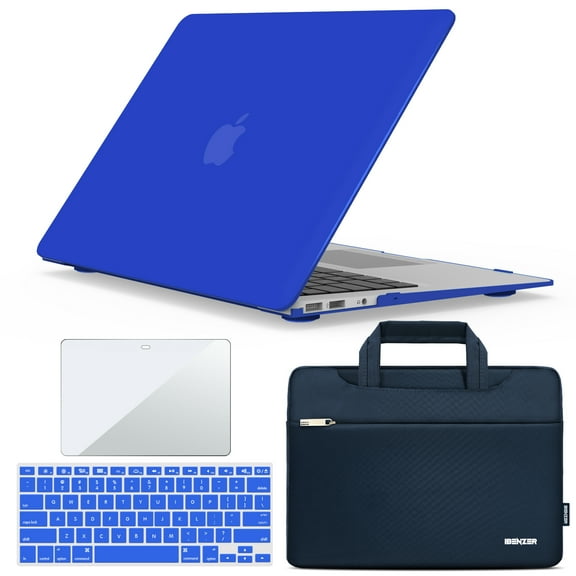 IBENZER Old Version (2010-2017 Release) MacBook Air 13 Inch Case A1466 A1369, Hard Shell Case & Sleeve Bag & Keyboard Cover & Screen Protector for Apple Mac Air 13, Royal Blue, W-AT13-RBL+3
