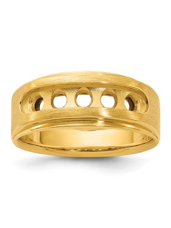 14k Five Stone Polished and Brushed Men's Ring Mounting