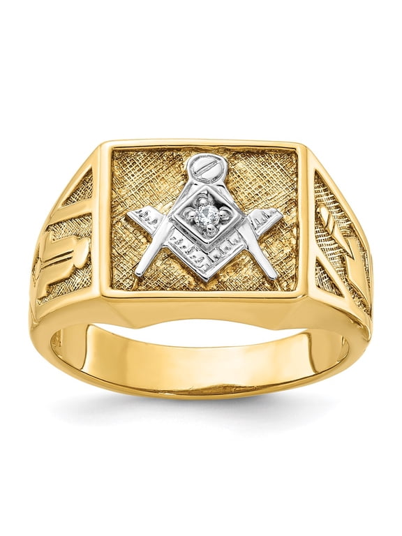 14k Men's Polished and Textured Blue Lodge Master Masonic Ring Mounting