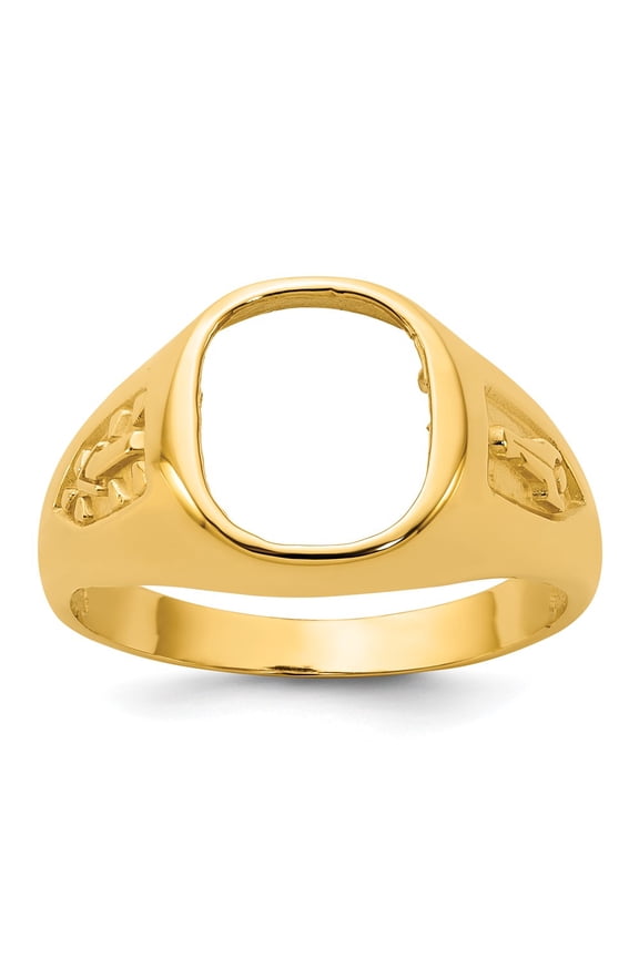 14k Men's Polished and Textured Blue Lodge Master Masonic Ring Mounting