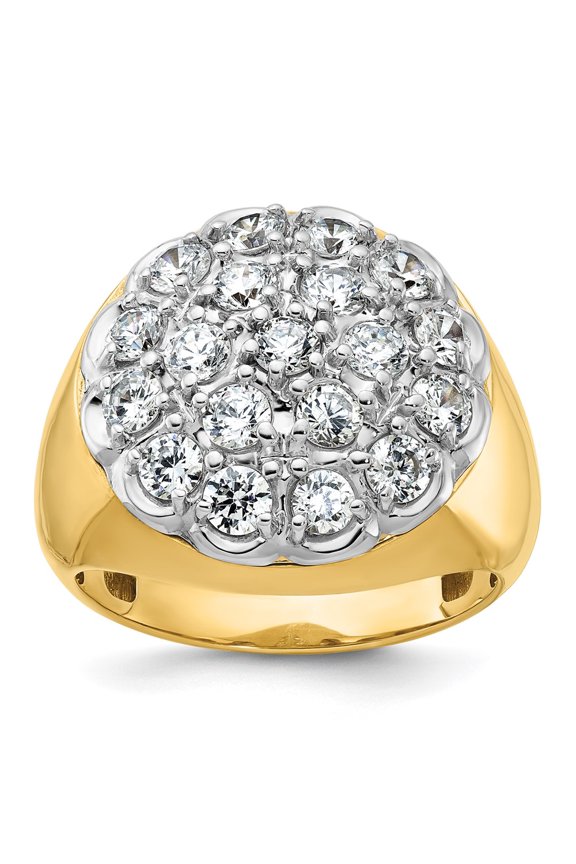 14k Two-Tone 3 carat Lab Grown Diamond VS/SI+ G+ Complete Men's Cluster Ring