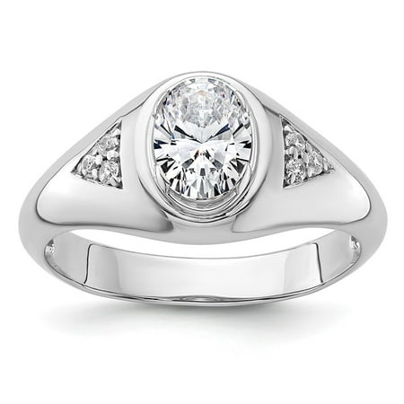IBGoodman 14k White Gold 1 carat Lab Grown Diamond VS/SI+ G+ Oval Complete Men's Ring